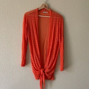 Made in Italy Orange Open-Knit Cardigan or Swimsuit Coverup